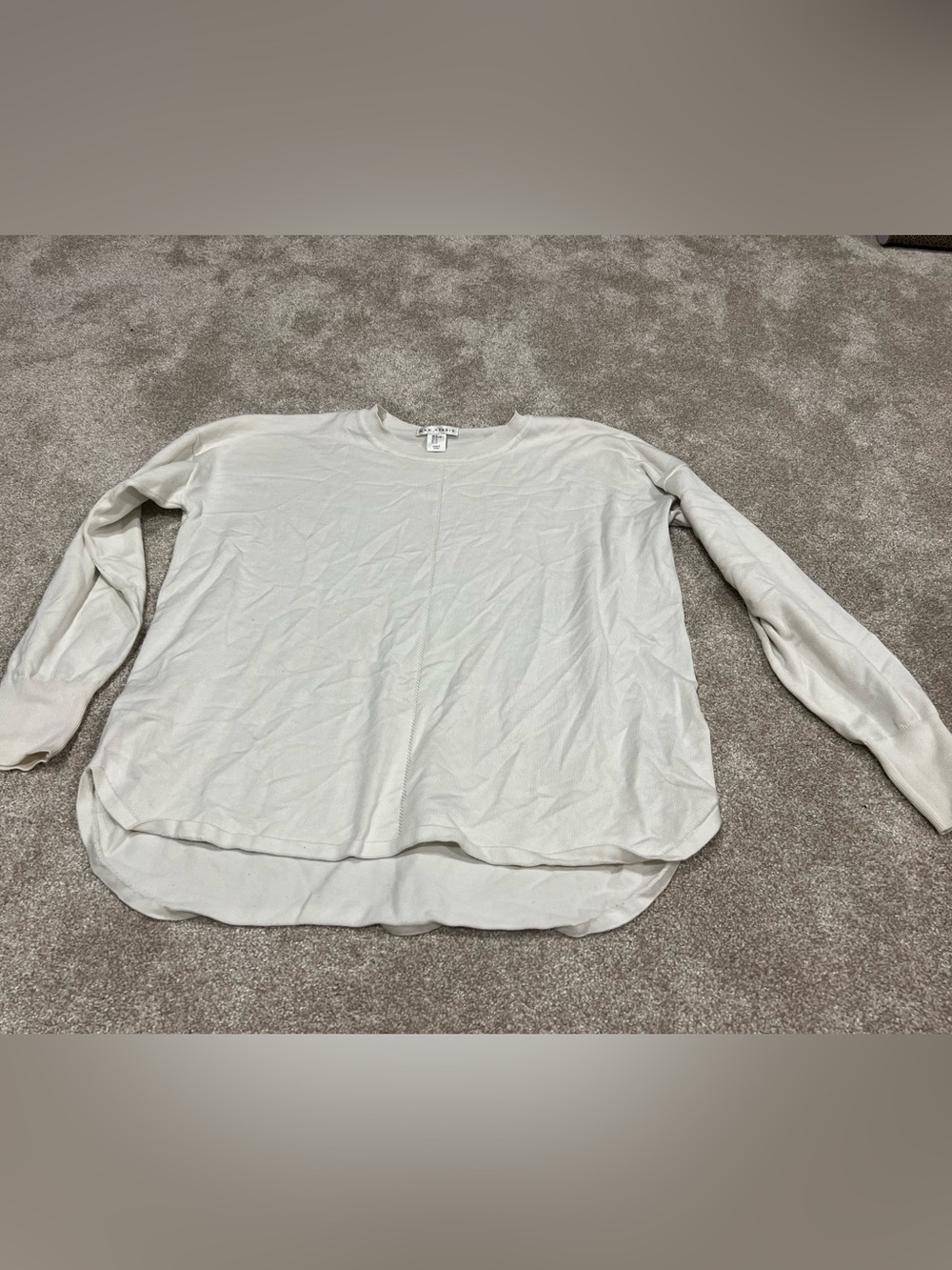 Max Studio Cream Long Sleeve Crew Top